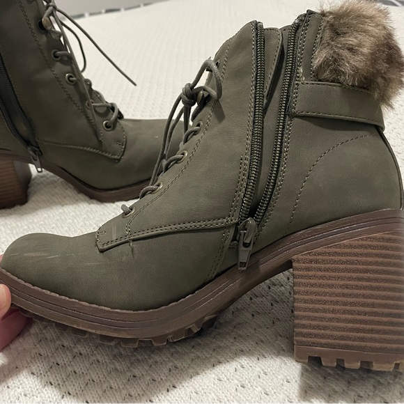 SM New York army green boots with fur - Picture 6 of 10